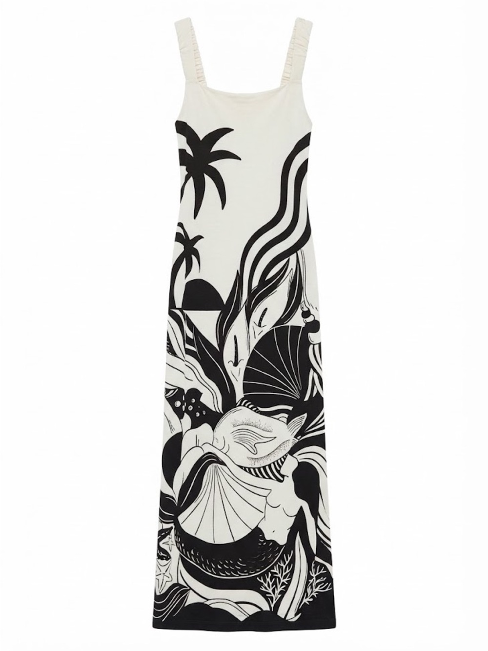 FARM Rio Brazil Sea Party Strappy Dress Monochrome Deco Print Size P = Small